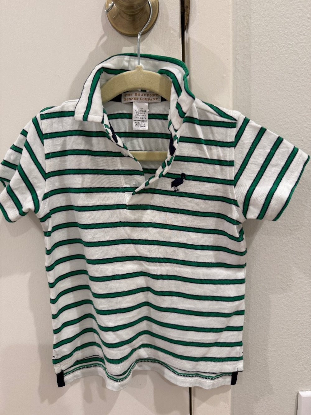 The Beaufort Bonnet Co Prim & Proper Green Stripped Polo 18-24 mo